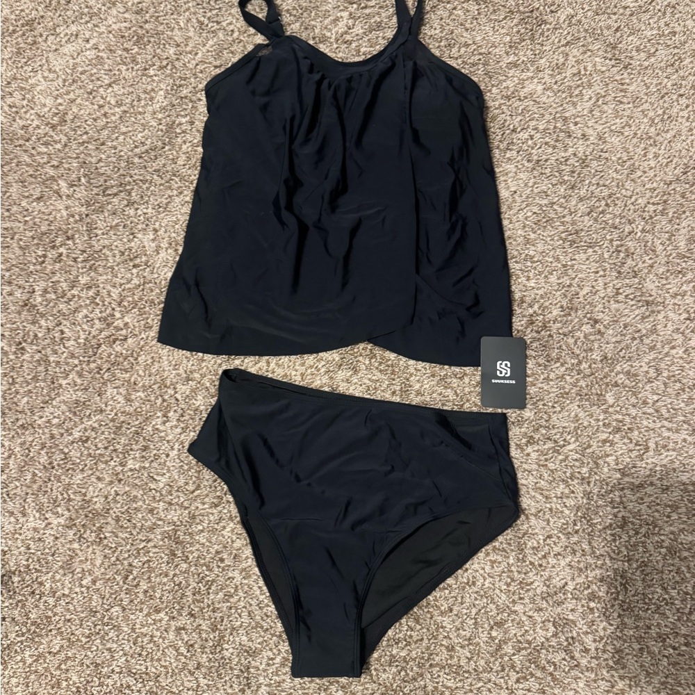 Black Two-piece Swim Tankini